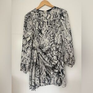 Zara Silk Snakeskin Long Sleeve Dress (XS)